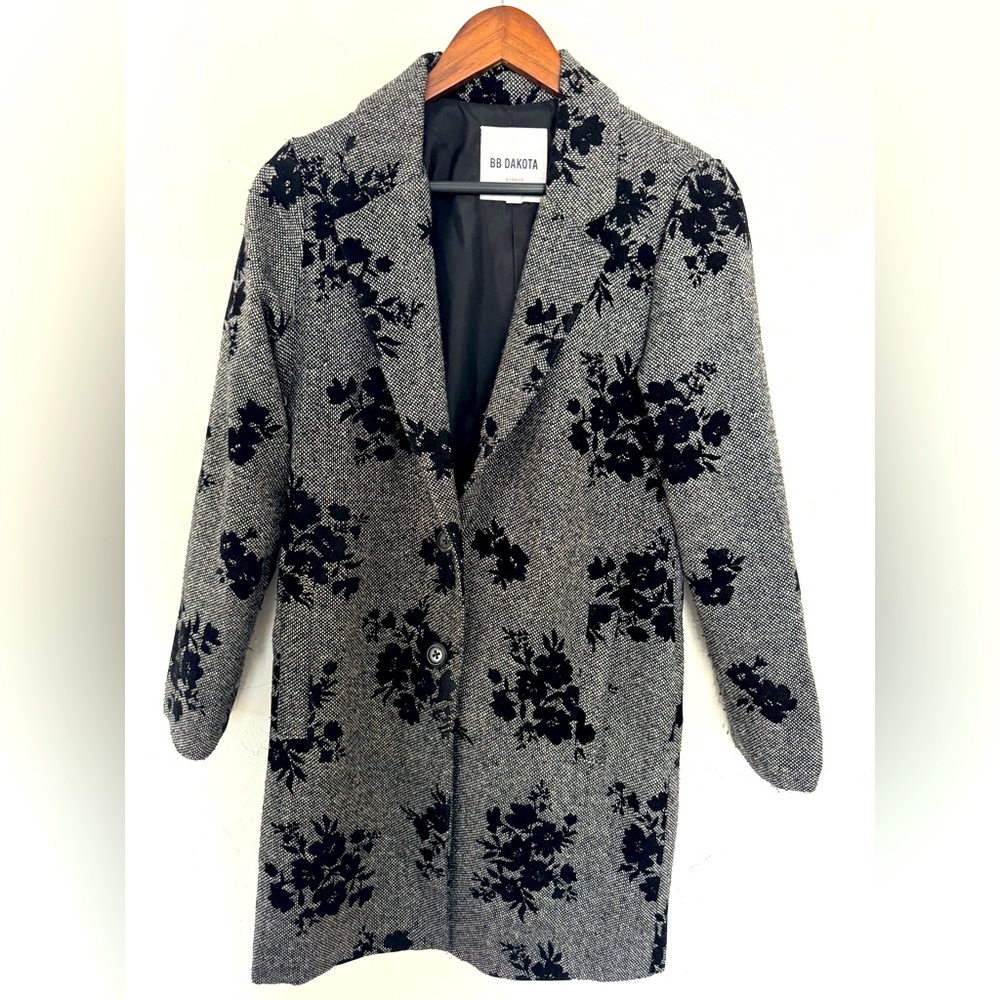 Flower print midi over coat/blazer